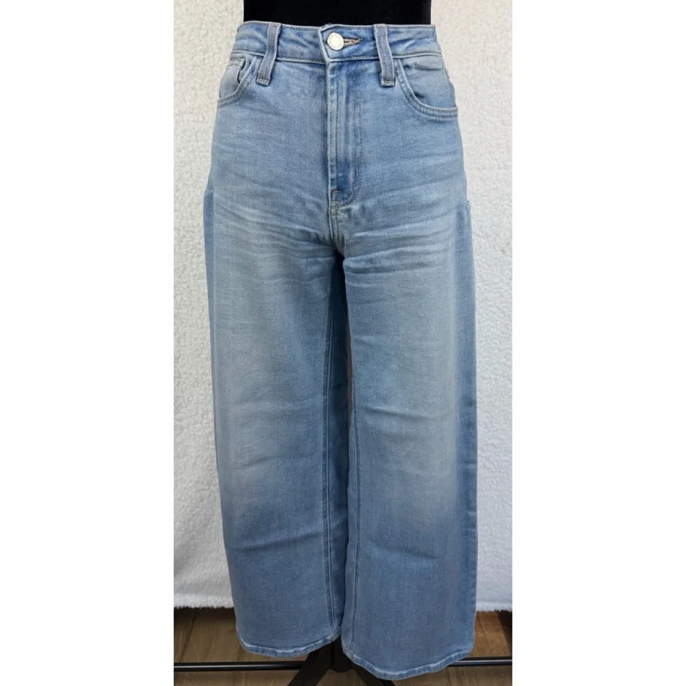 JUST BLACK DENIM • Blue Light Wash High-Waisted Wide-Leg Jeans, 25 - Picture 2 of 14